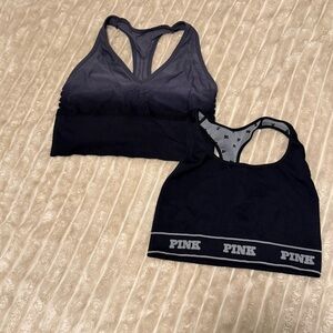 PINK Victoria's Secret Black and Gray Sports Bra Duo